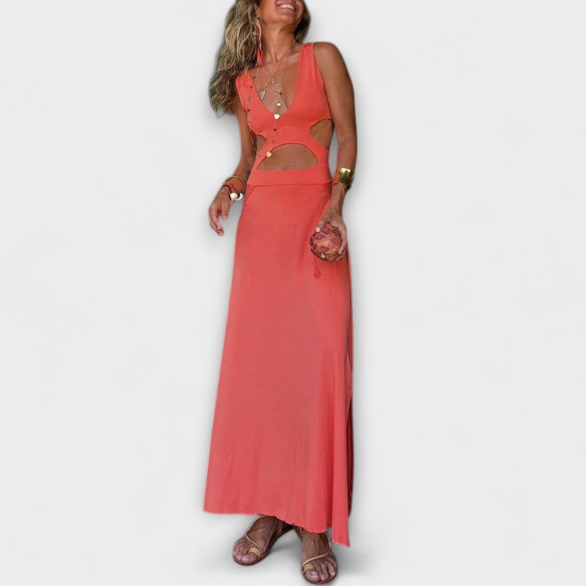 Έλα - Φόρεμα Schlitz Stretchkleid με Tie-Dye και Κοπές